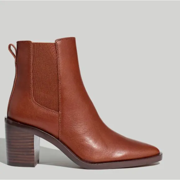 Madewell Elspeth Chelsea Boot Size 12 Brown Leather Heeled Ankle Boot Orig. $198