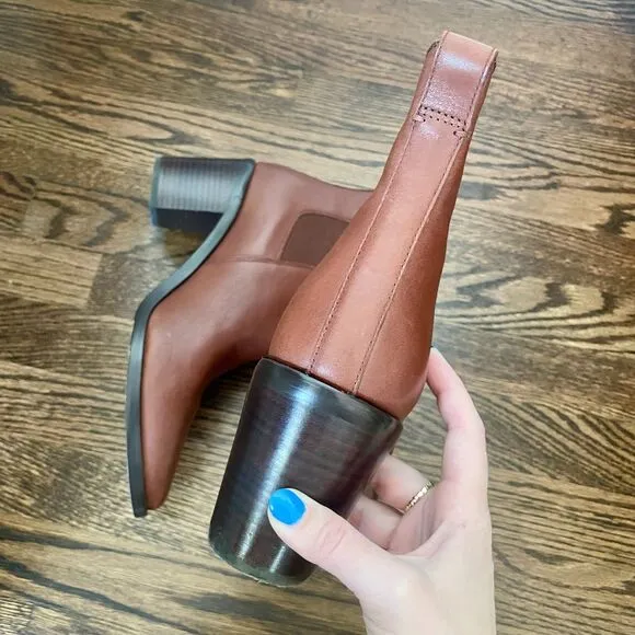 Madewell Elspeth Chelsea Boot Size 12 Brown Leather Heeled Ankle Boot Orig. $198