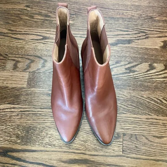 Madewell Elspeth Chelsea Boot Size 12 Brown Leather Heeled Ankle Boot Orig. $198