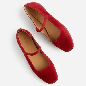 Madewell Greta Ballet Ruby Port Leather Suede Flats