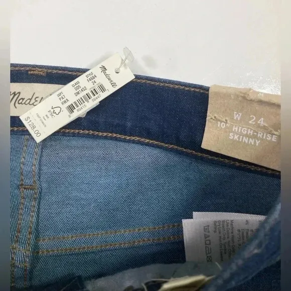Madewell Jeans Skinny 10” High Rise Skinny Jeans Denim NWT Women’s Size 24
