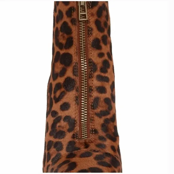 Madewell Leopard Print Genuine Calf Hair Zip Boots