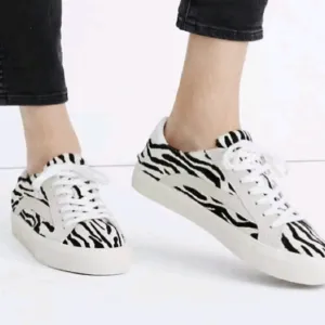 Madewell Sneakers Calf Hair   Leather Zebra Print 8.5 Shoes NWOB