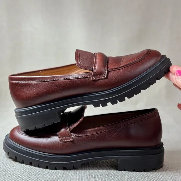 Madewell The Bradley Brown Leather Slip On Chunky Lug Sole Comfort Loafer US 9