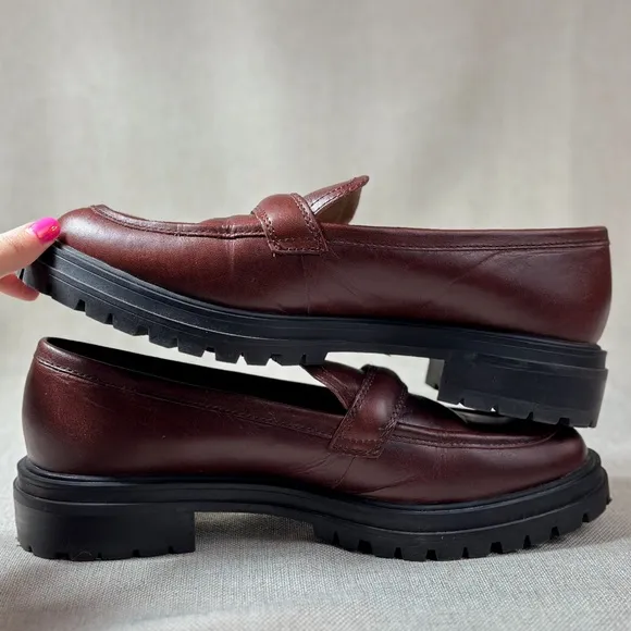 Madewell The Bradley Brown Leather Slip On Chunky Lug Sole Comfort Loafer US 9