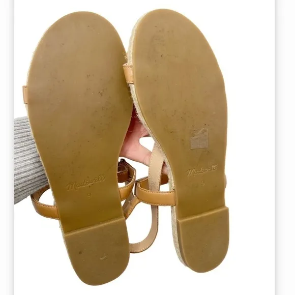 Madewell The Hallie Espadrille Tan Leather Sandals in Vachetta Size 9
