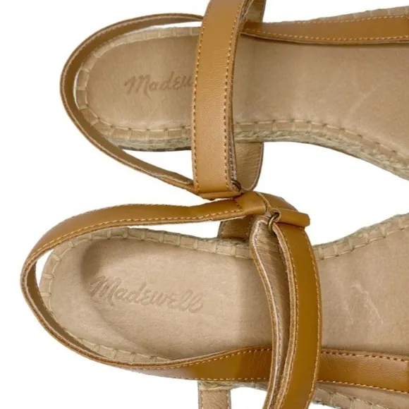 Madewell The Hallie Espadrille Tan Leather Sandals in Vachetta Size 9