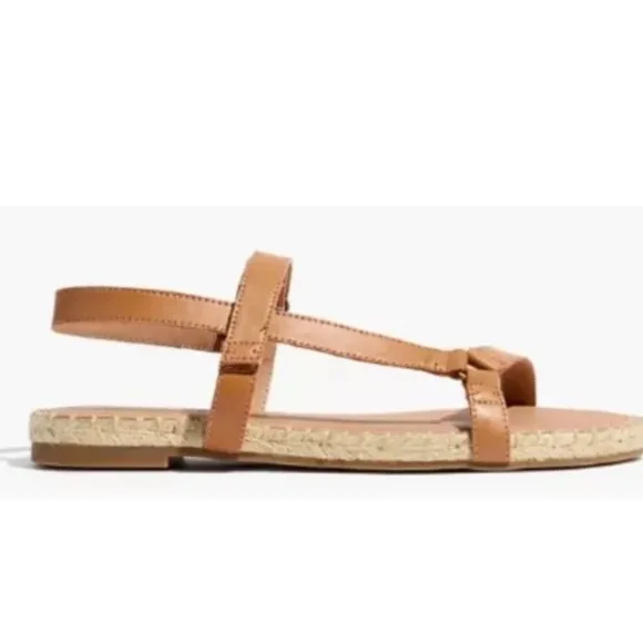 Madewell The Hallie Espadrille Tan Leather Sandals in Vachetta Size 9