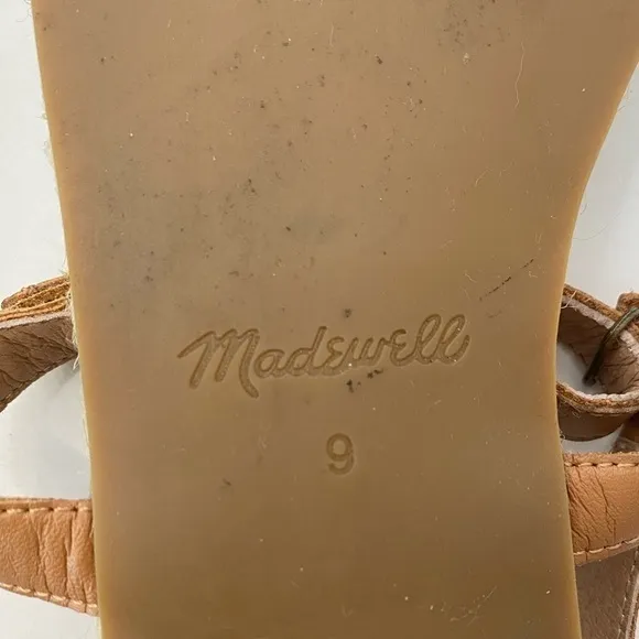 Madewell The Hallie Espadrille Tan Leather Sandals in Vachetta Size 9