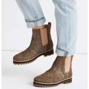 Madewell The Ivy Chelsea Boots Mini Dot Tan Black