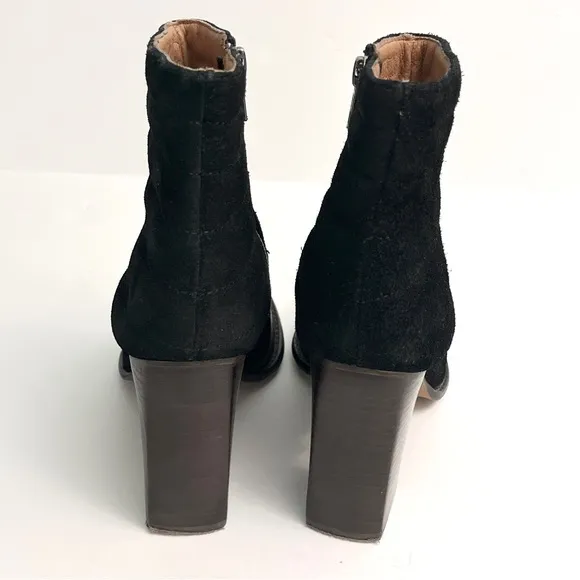 Madewell The Lindley Quilted Suede Leather Ankle Boots In Black Womens Size 8