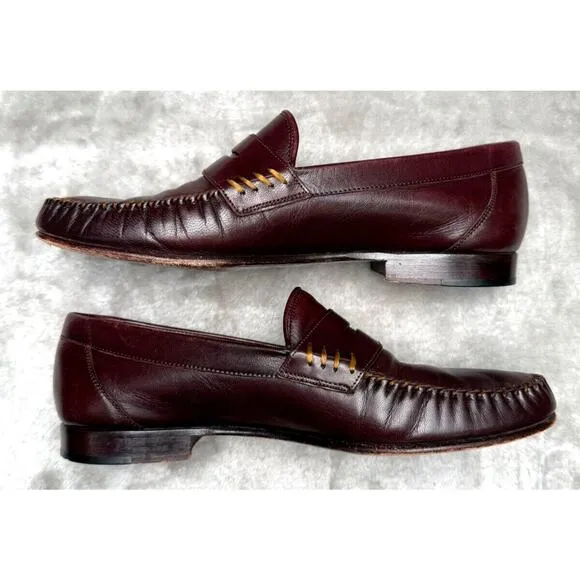 Maggio &amp; Rossetto Burgundy Leather Penny Loafers Womens 9.5 Made in Argentina