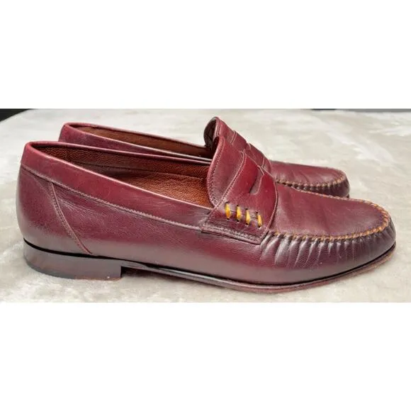 Maggio &amp; Rossetto Burgundy Leather Penny Loafers Womens 9.5 Made in Argentina