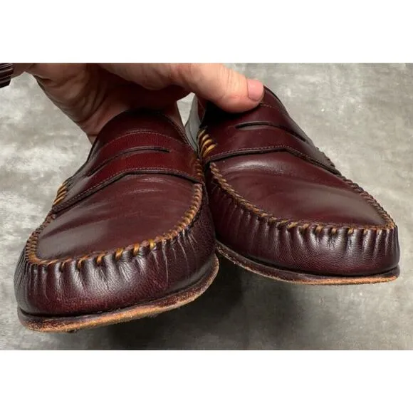 Maggio &amp; Rossetto Burgundy Leather Penny Loafers Womens 9.5 Made in Argentina