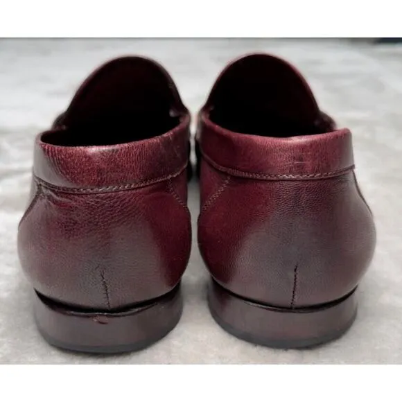 Maggio &amp; Rossetto Burgundy Leather Penny Loafers Womens 9.5 Made in Argentina