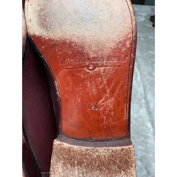 Maggio &amp; Rossetto Burgundy Leather Penny Loafers Womens 9.5 Made in Argentina