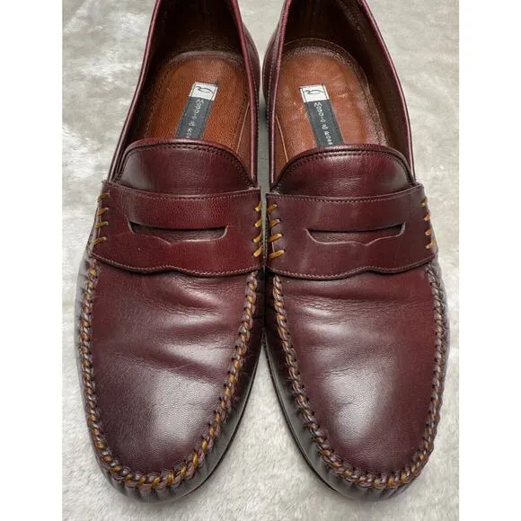 Maggio &amp; Rossetto Burgundy Leather Penny Loafers Womens 9.5 Made in Argentina
