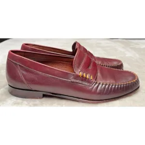 Maggio &amp; Rossetto Burgundy Leather Penny Loafers Womens 9.5 Made in Argentina