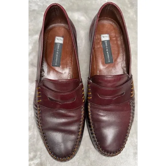Maggio &amp; Rossetto Burgundy Leather Penny Loafers Womens 9.5 Made in Argentina