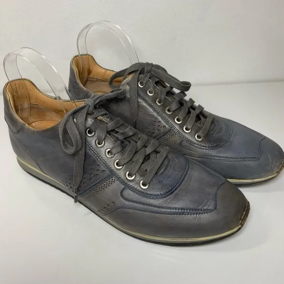 Magnanni Cristian Grey Leather Lace Up Sneakers 15745 Mens Size 10
