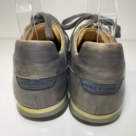 Magnanni Cristian Grey Leather Lace Up Sneakers 15745 Mens Size 10