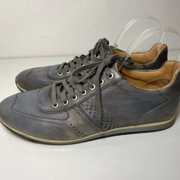 Magnanni Cristian Grey Leather Lace Up Sneakers 15745 Mens Size 10