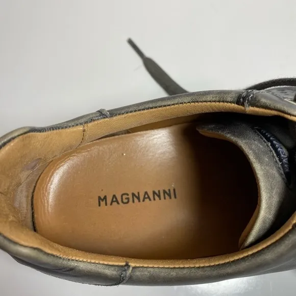 Magnanni Cristian Grey Leather Lace Up Sneakers 15745 Mens Size 10