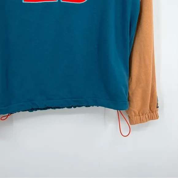 Magnlens Men's Collared Buttondown Colorblock Pullover Coral Blue Sweatshirt