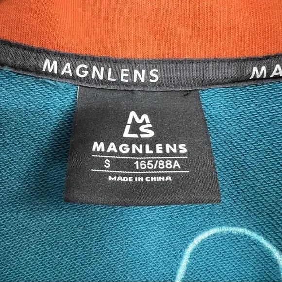 Magnlens Men's Collared Buttondown Colorblock Pullover Coral Blue Sweatshirt