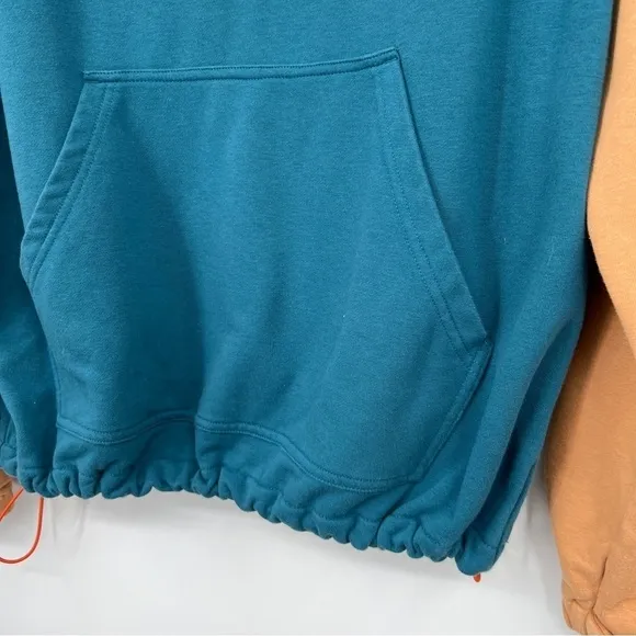 Magnlens Men's Collared Buttondown Colorblock Pullover Coral Blue Sweatshirt