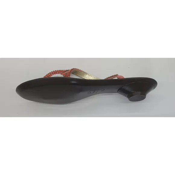 MAGRIT Leather Thong Sandals Rhinestone Flats Made in Spain Women's 5