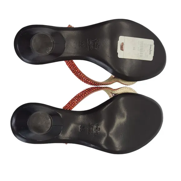 MAGRIT Leather Thong Sandals Rhinestone Flats Made in Spain Women's 5