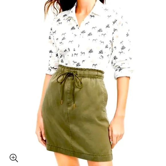 Maison Jules - Olive Green Pull-On A-Line Skirt