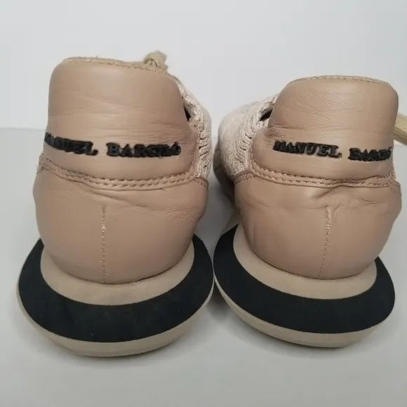 MANUEL BARCELO Raffia Cutout Accent Braided Textile Sneakers