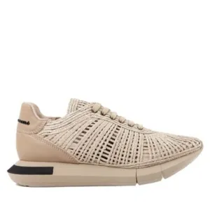 MANUEL BARCELO Raffia Cutout Accent Braided Textile Sneakers