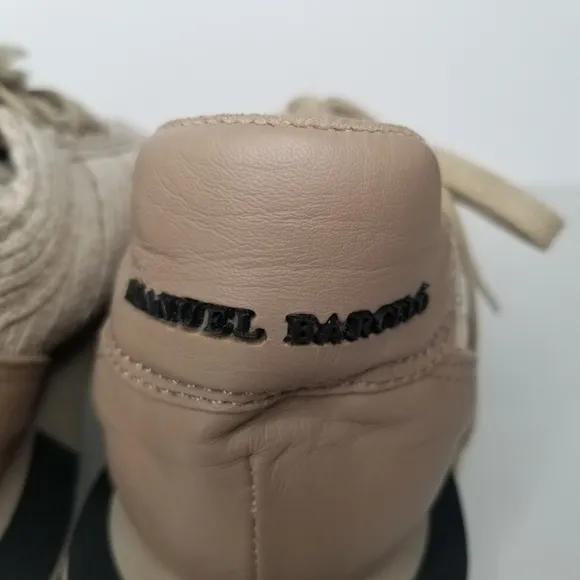 MANUEL BARCELO Raffia Cutout Accent Braided Textile Sneakers