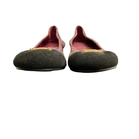 Marc by Marc Jacobs Flats size 10 Purple Snake Skin Leather Black Suede Toe