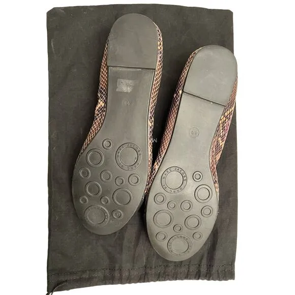 Marc by Marc Jacobs Flats size 10 Purple Snake Skin Leather Black Suede Toe