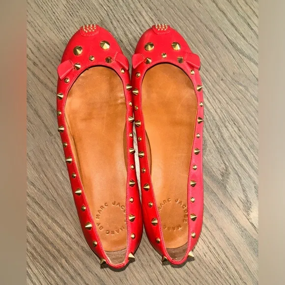Marc by Marc Jacobs Mouse Nappa Ballerina Flat in Red women’s size 6 37
