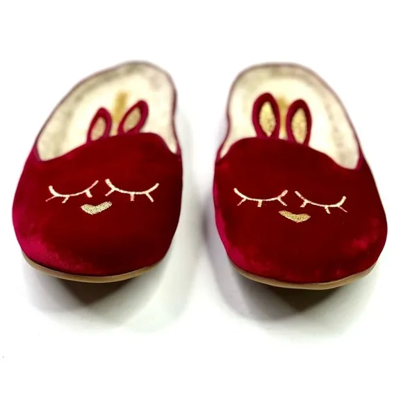 Marc by Marc Jacobs red velvet rabbit mules sherpa lined ballet flats loafer 37