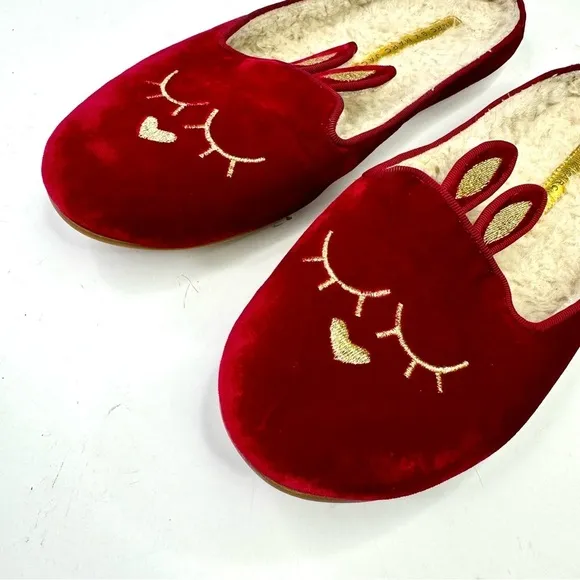 Marc by Marc Jacobs red velvet rabbit mules sherpa lined ballet flats loafer 37