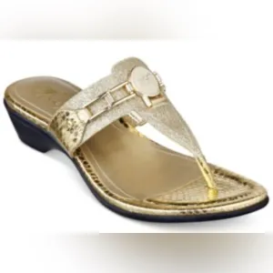 Marc Fisher Amina Metallic Gold Thong size 9M