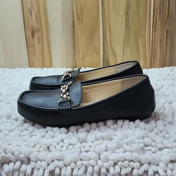 MARC FISHER BLACK PEBBLED LEATHER LADIES SIZE 5.5 WITH HORSEBIT  VERY GUC 🔥 🥵