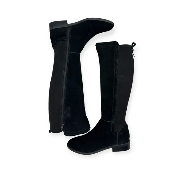 Marc Fisher Black Suede Stretch Calf Tall Boots Size: 8.5