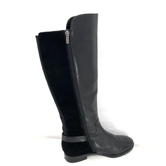 Marc Fisher Damsel Boots Size 7 Wide Black Medium Calf Tall Shaft Leather