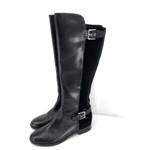 Marc Fisher Damsel Boots Size 7 Wide Black Medium Calf Tall Shaft Leather