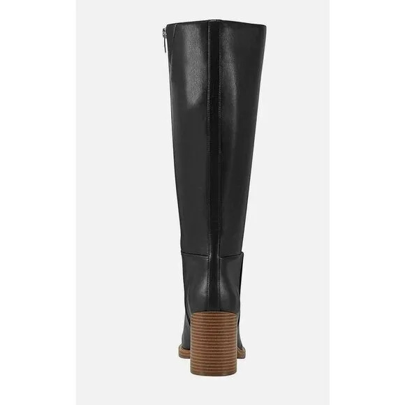 Marc Fisher Gaby Size 10 Black Womens Faux Leather Tall Knee-High Boots Shoes