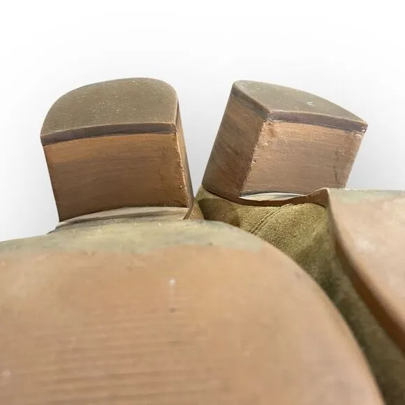 Marc Fisher Leather Suede Over The Knee Block Heel Tan Brown Boots 8.5 wide calf