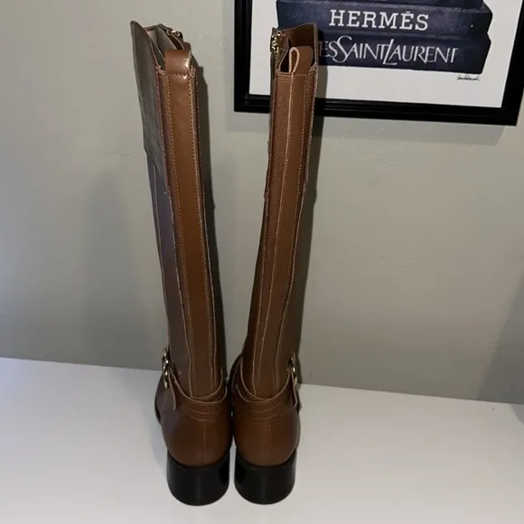 Marc Fisher NEW Women's Hailin Regular Calf Leather Tall  Boots Cognac, 6W