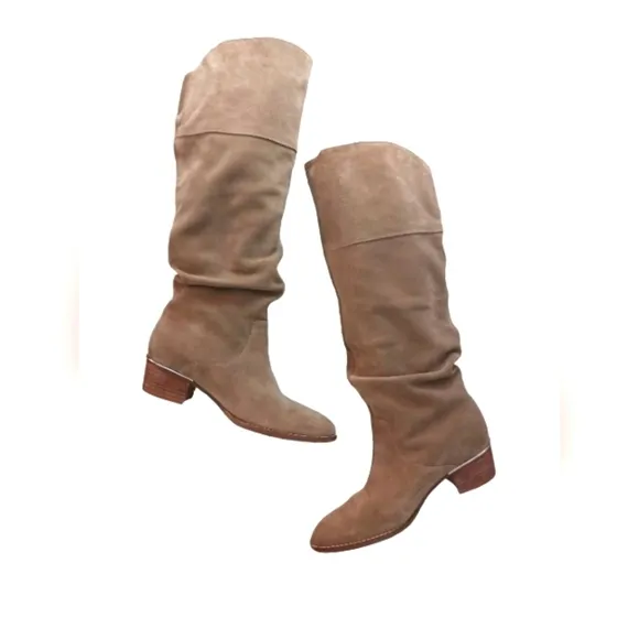 Marc Fisher Tan Suede Knee High Slouch Boots Size 7.5